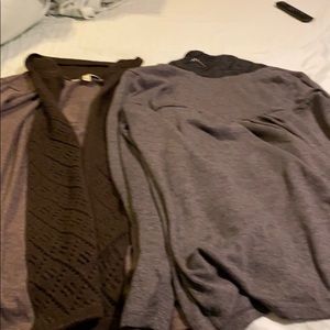 2 cardigans, brown and gray
